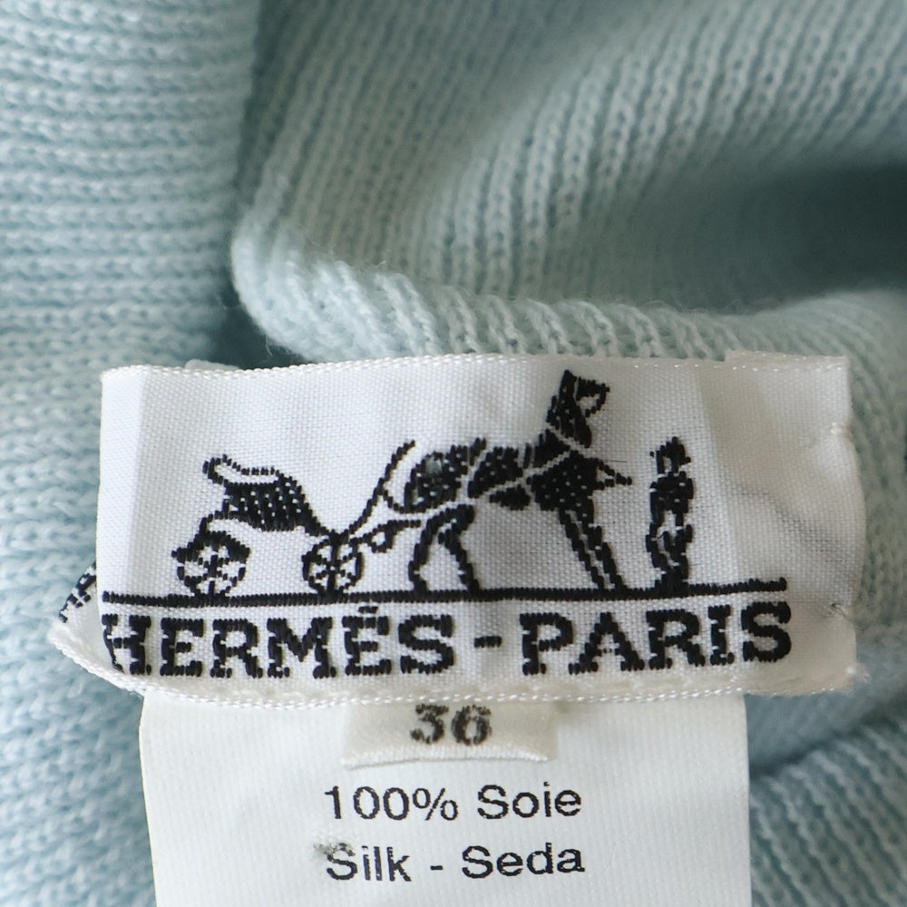 HERMES(エルメス) ツイルレーヌ PLUMES タートルネック ライトブルー 36 レディース