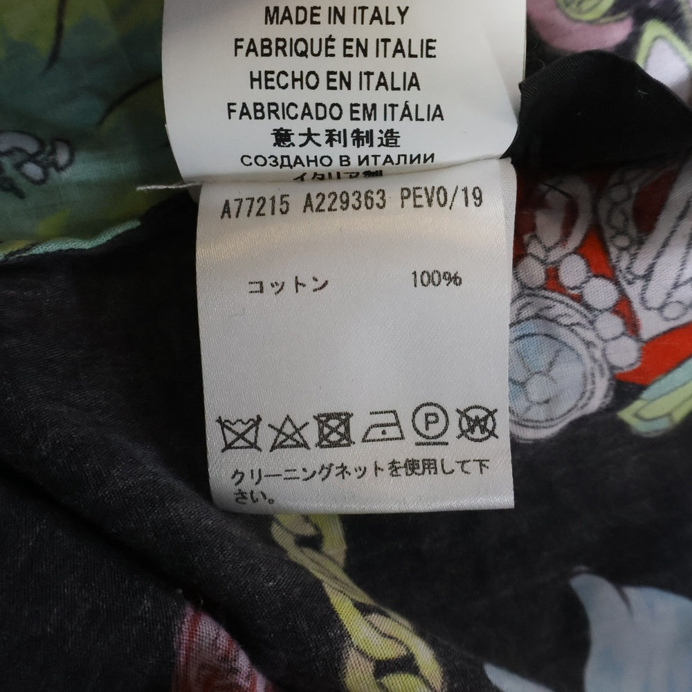 VERSACE(ヴェルサーチ) ビジューフラワー チェーン 総柄プリント 長袖シャツ ブラック A77215 レディース