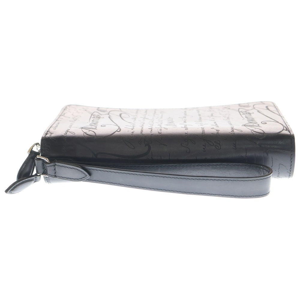 Berluti(ベルルッティ) カリグラフィ オーガナイザー ラウンドダブルファスナー ロングウォレット 財布 ブラック レザー シルバー金具