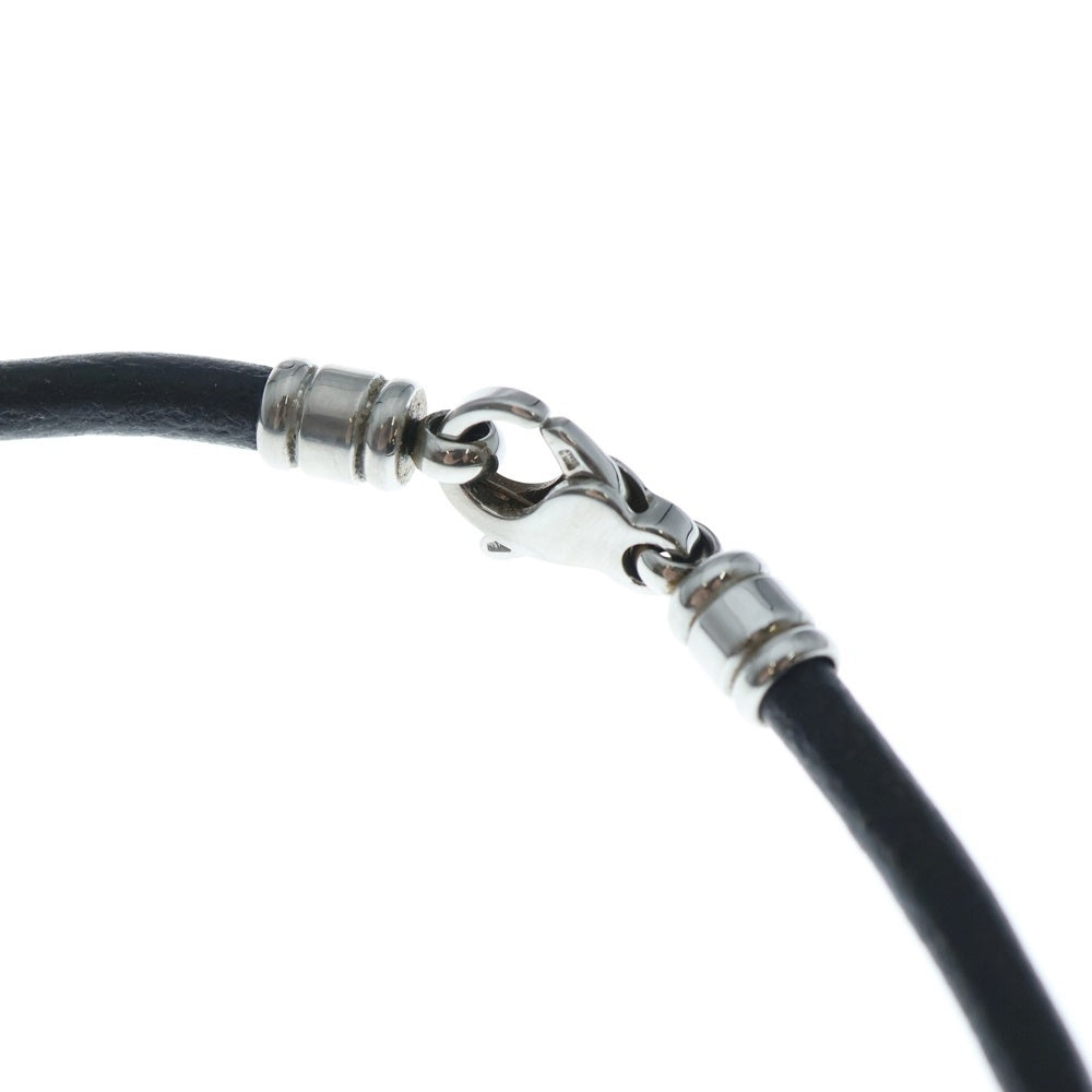 BVLGARI(ブルガリ) トンドクラウン ペンダント ネックレス チョーカー レザー K18×SS ジュエリー アクセサリー レディース