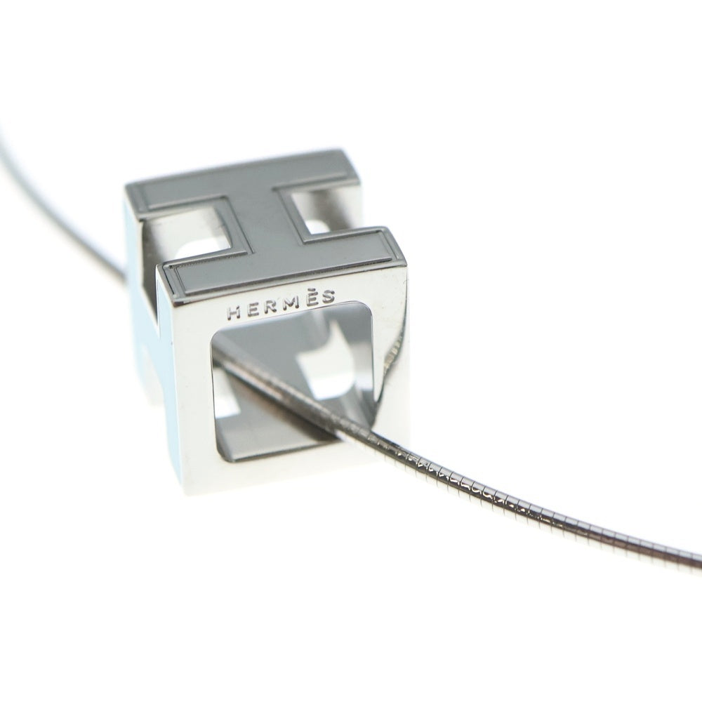 HERMES(エルメス) カージュドアッシュ Hキューブネックレス ペンダント ブルー シルバー金具 レディース