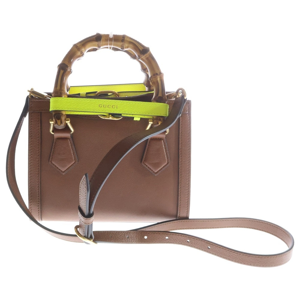 GUCCI(グッチ) ダイアナ バンブー スモール GGマーモント レザー 2WAY ハンド ショルダーバッグ ゴールド金具 ブラウン 655661 レディース