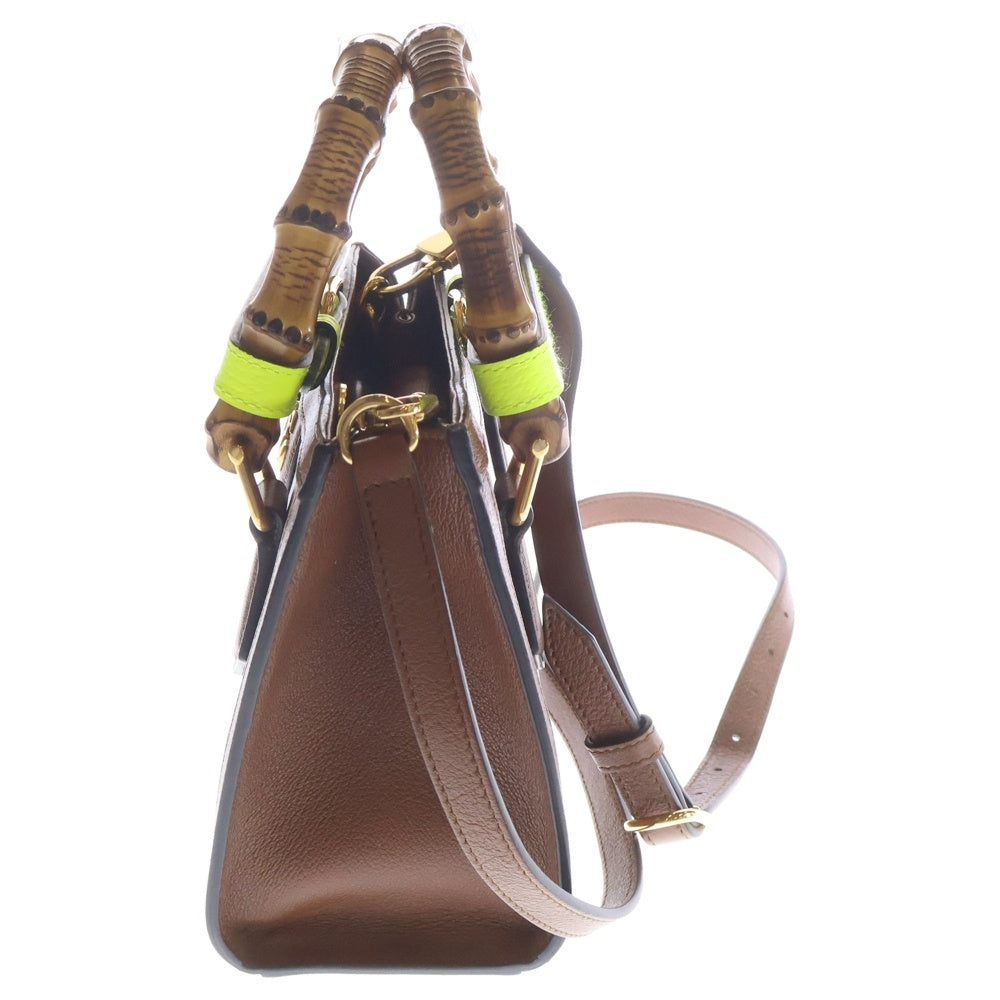 GUCCI(グッチ) ダイアナ バンブー スモール GGマーモント レザー 2WAY ハンド ショルダーバッグ ゴールド金具 ブラウン 655661 レディース