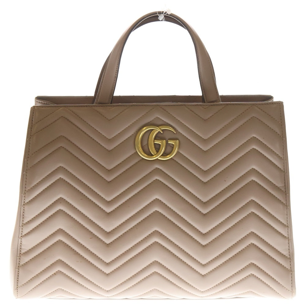 GUCCI(グッチ) GGマーモント 2wayハンドバッグ ショルダーバッグ ベージュ レザー 443505 ゴールド金具 レディース