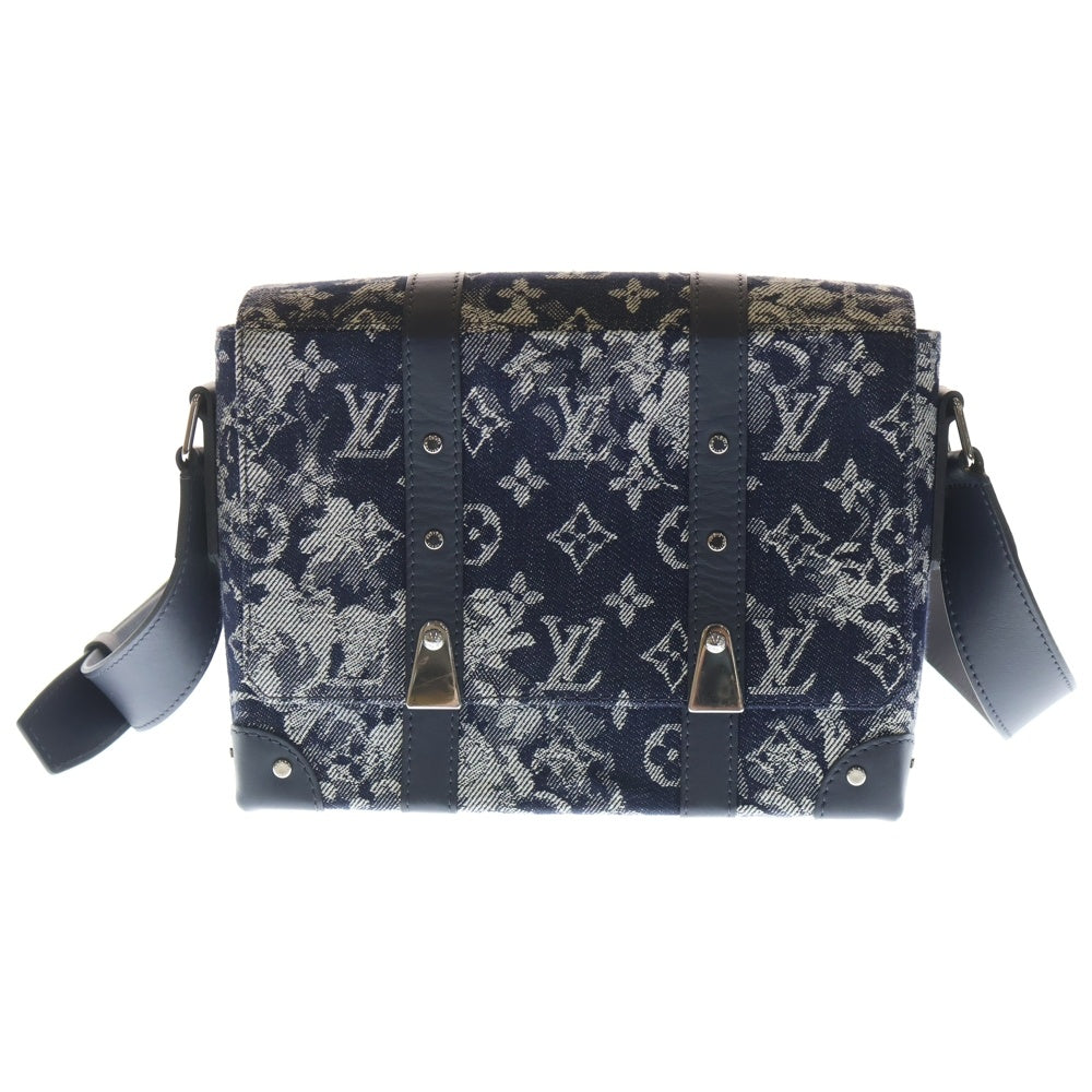 LOUIS VUITTON(ルイヴィトン) モノグラムタペストリー トランクメッセンジャーPM ショルダーバッグ ネイビー レザー×デニム M57282 シルバー金具