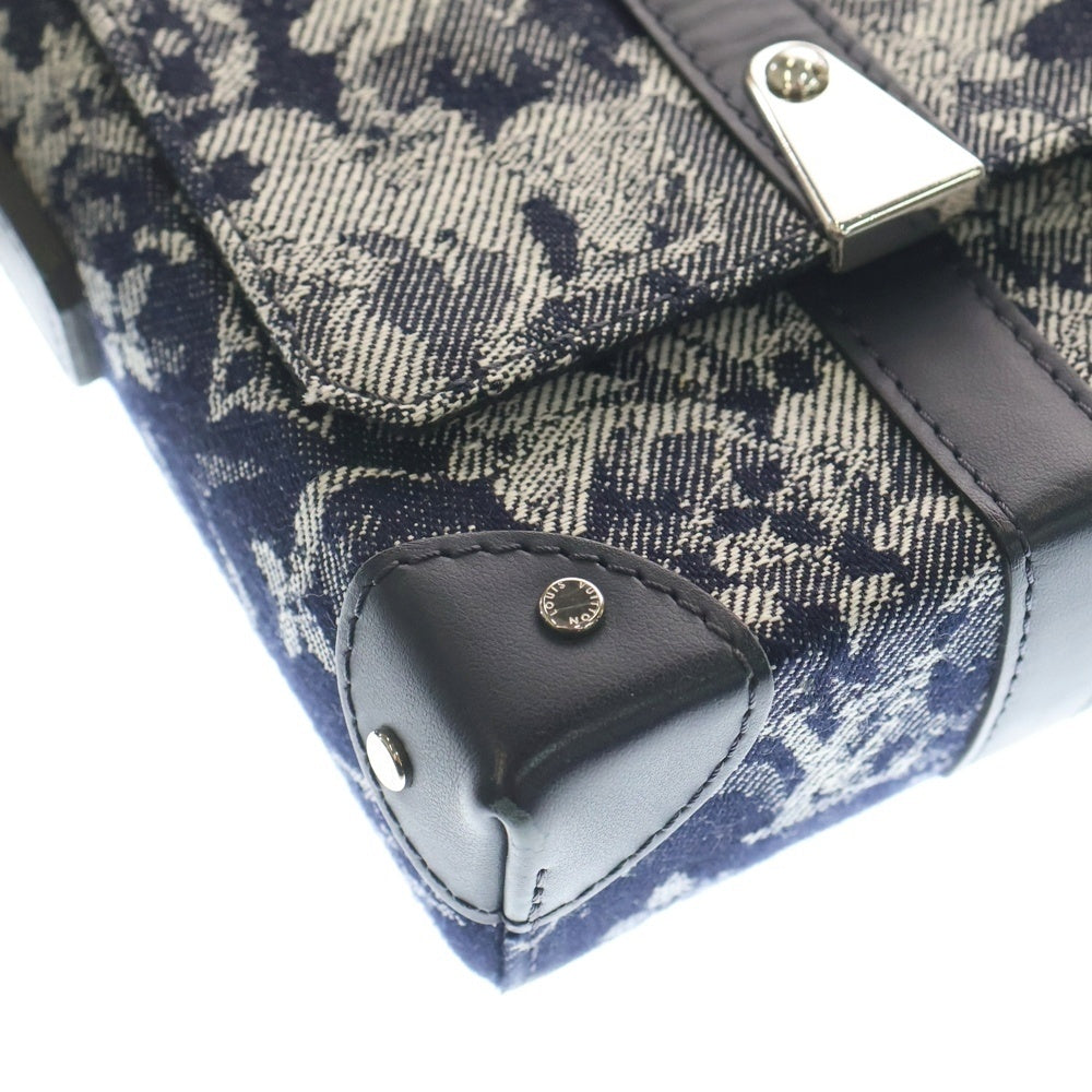 LOUIS VUITTON(ルイヴィトン) モノグラムタペストリー トランクメッセンジャーPM ショルダーバッグ ネイビー レザー×デニム M57282 シルバー金具
