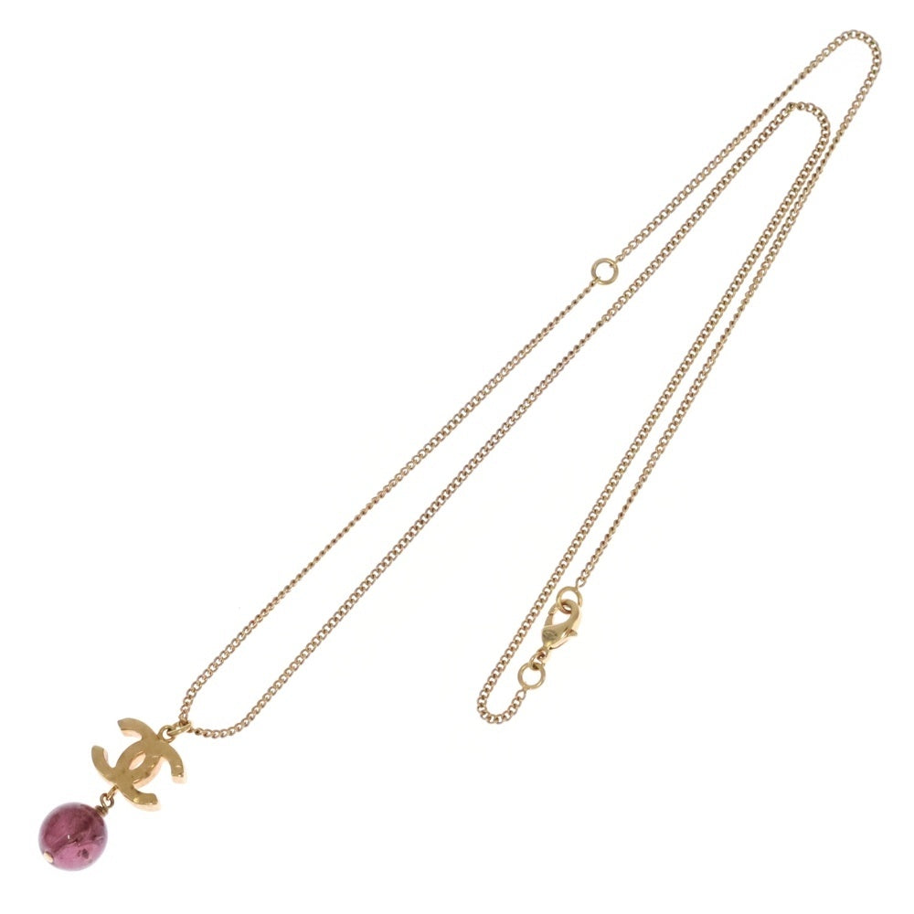 CHANEL(シャネル) ココマーク スイング ボール ネックレス ペンダント チェーン ゴールド×パープル GP