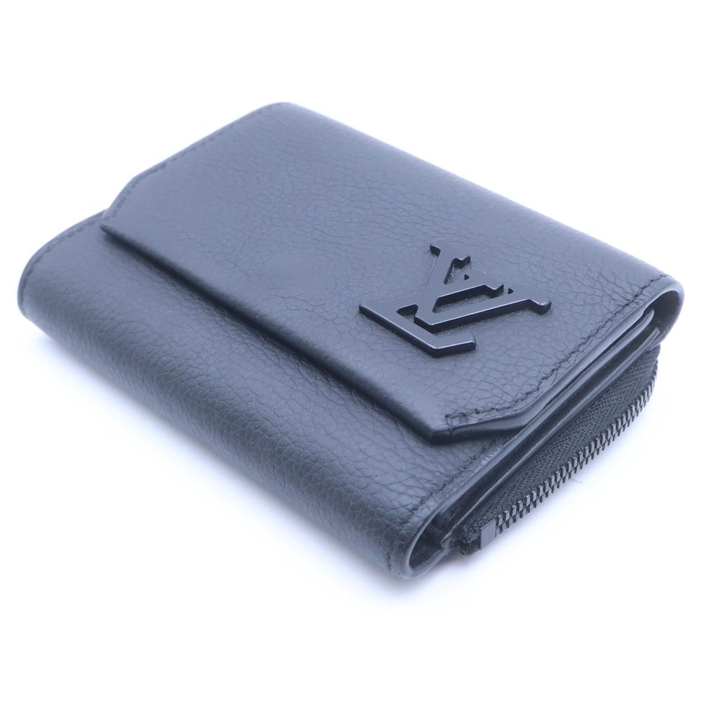 LOUIS VUITTON(ルイヴィトン) LVアエログラム ポルトフォイユ・パイロット コンパクトウォレット 三つ折り財布 ブラック ノワール イニシャル レザー M81740 レディース