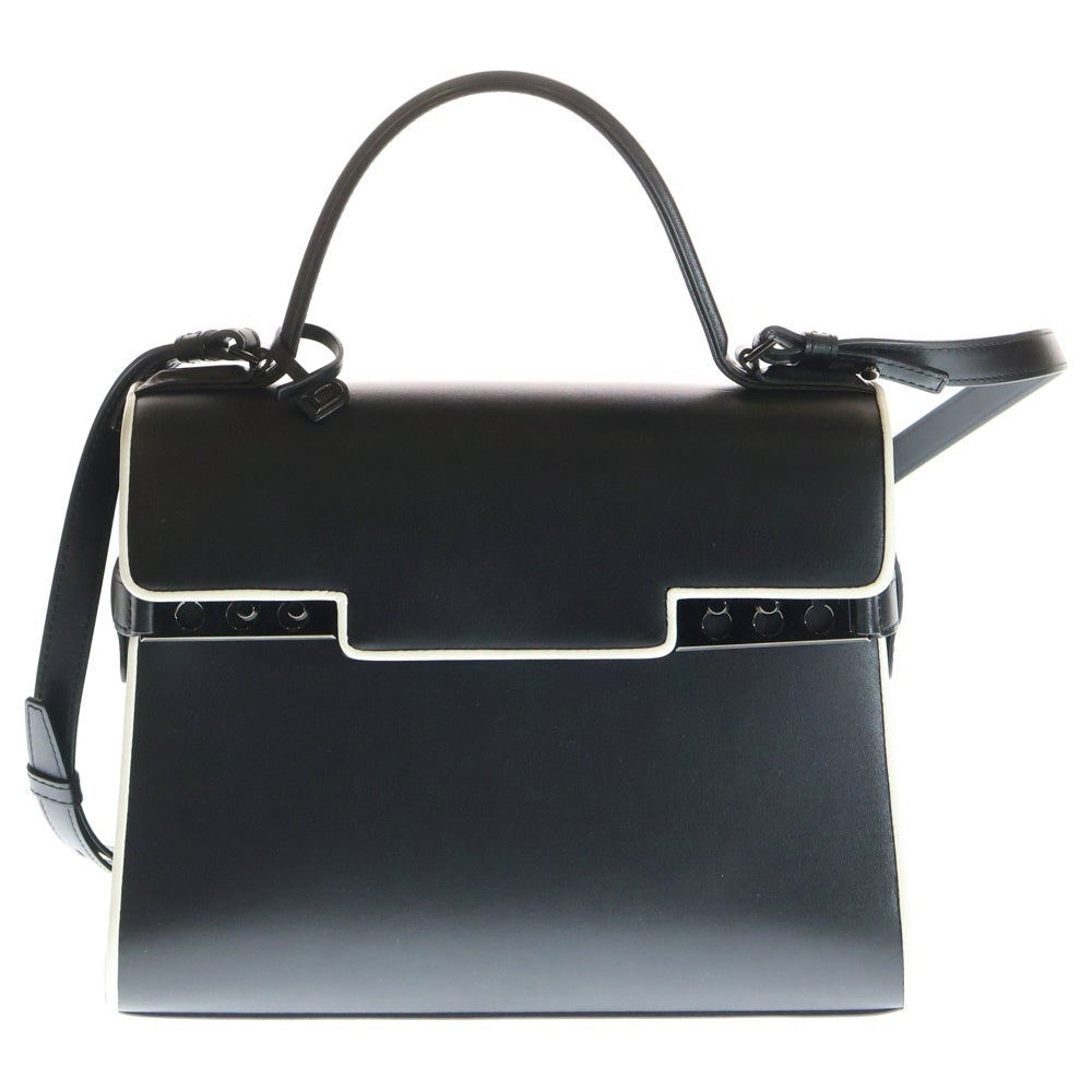 DELVAUX(デルボー) タンペートMM イリュージョン レザー 2WAY ハンド ショルダーバッグ シルバー金具 ブラック レディース