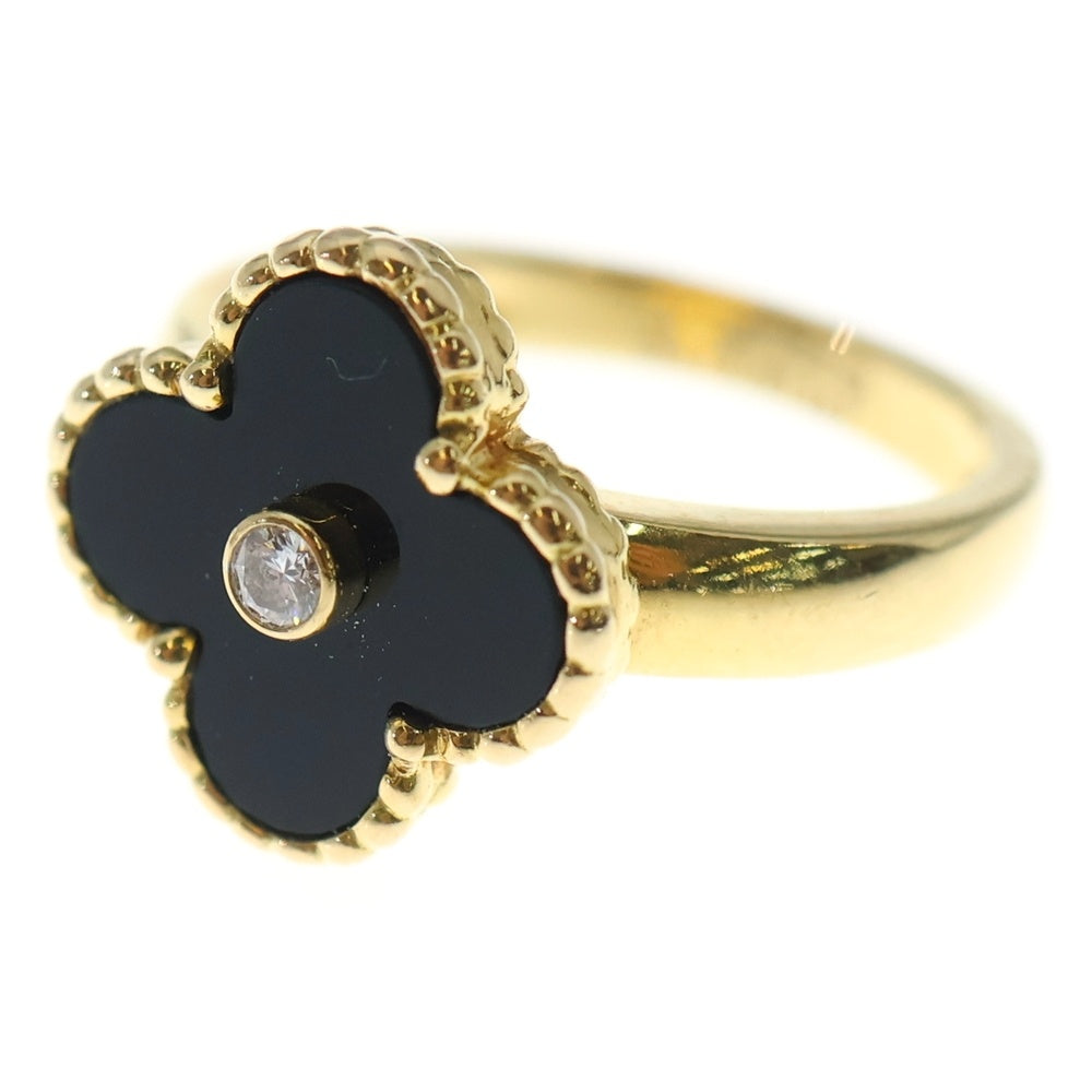 Van Cleef & Arpels(ヴァンクリーフアンドアーペル) ヴィンテージアルハンブラ オニキス 1Pダイヤ リング 指輪 K18YG イエローゴールド VCARA41000 レディース