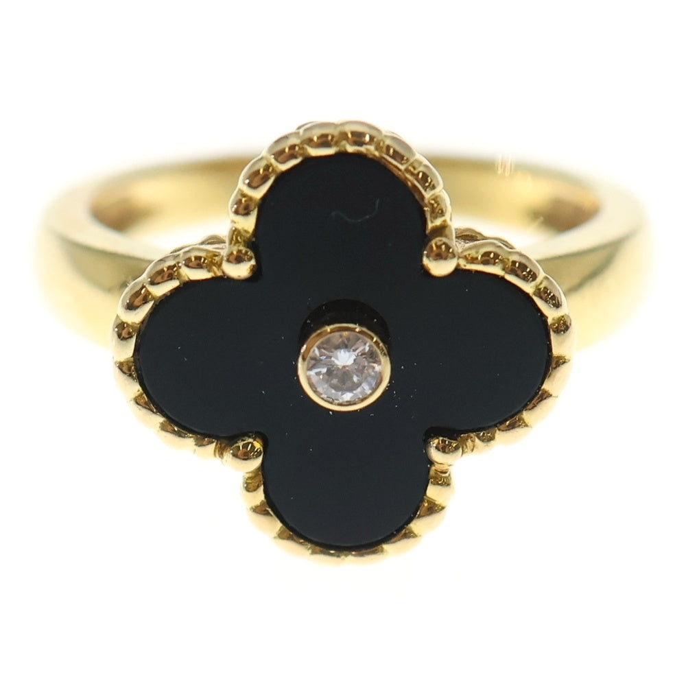 Van Cleef & Arpels(ヴァンクリーフアンドアーペル) ヴィンテージアルハンブラ オニキス 1Pダイヤ リング 指輪 K18YG イエローゴールド VCARA41000 レディース