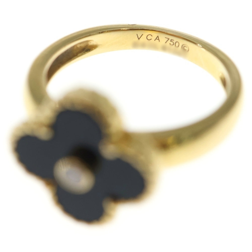Van Cleef & Arpels(ヴァンクリーフアンドアーペル) ヴィンテージアルハンブラ オニキス 1Pダイヤ リング 指輪 K18YG イエローゴールド VCARA41000 レディース