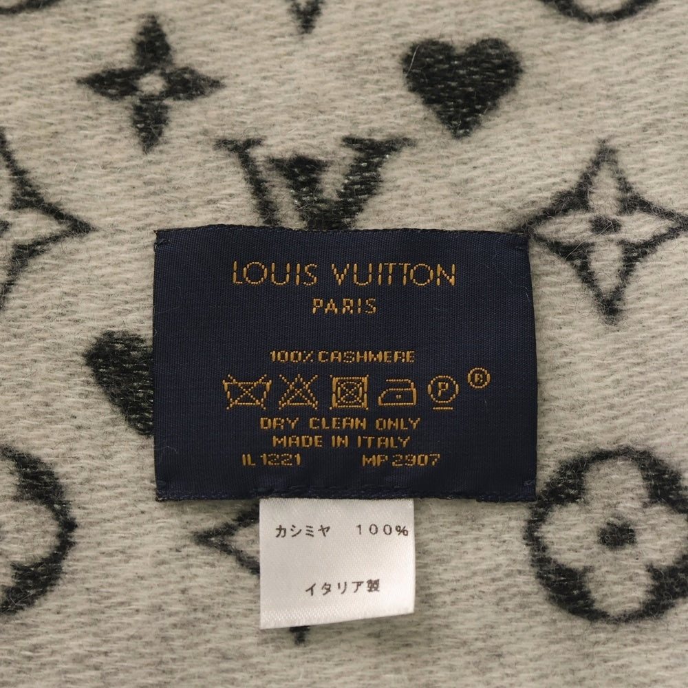 LOUIS VUITTON(ルイヴィトン) エシャルプゲームオン フリンジマフラー ブラック×ホワイト カシミア MP2907 レディース