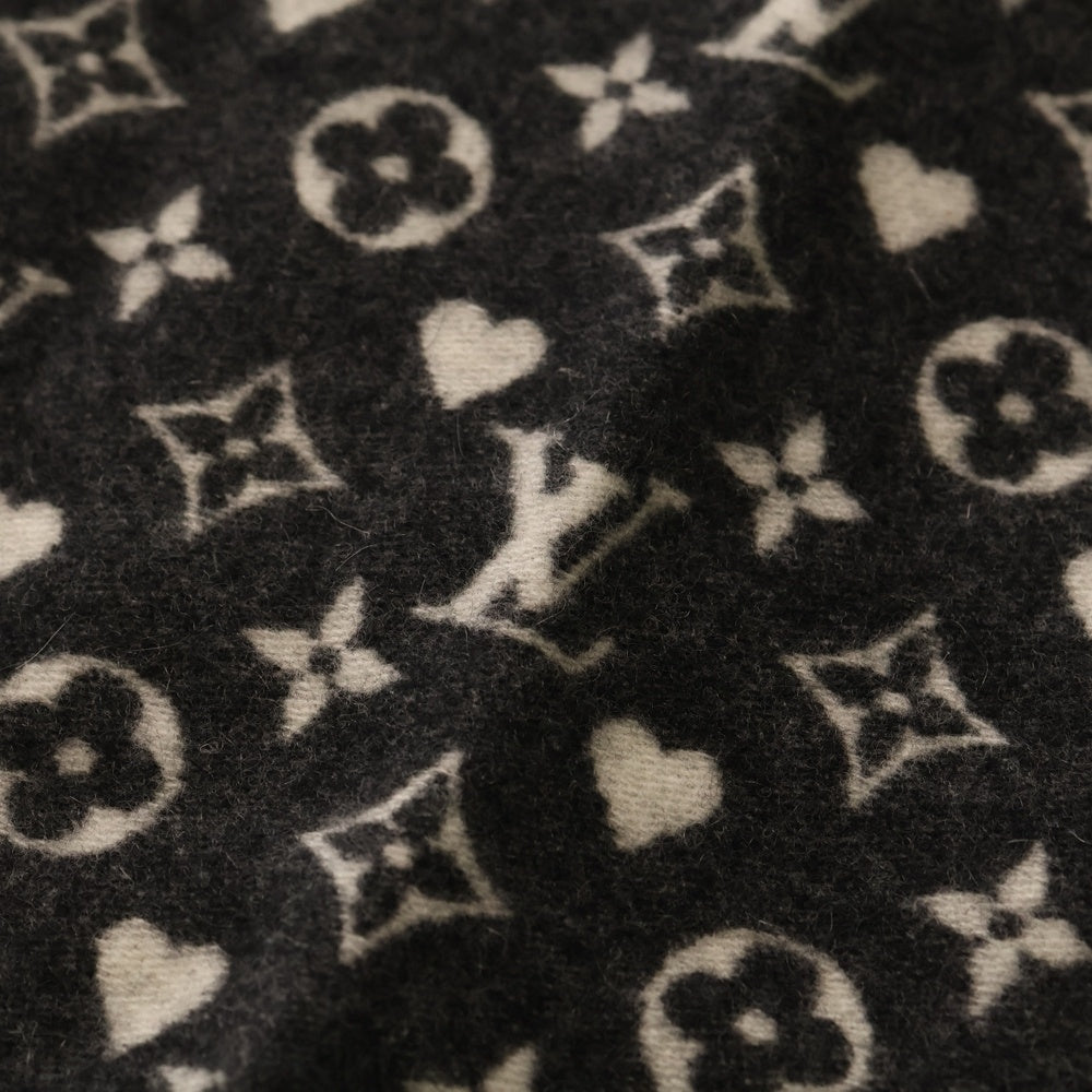 LOUIS VUITTON(ルイヴィトン) エシャルプゲームオン フリンジマフラー ブラック×ホワイト カシミア MP2907 レディース