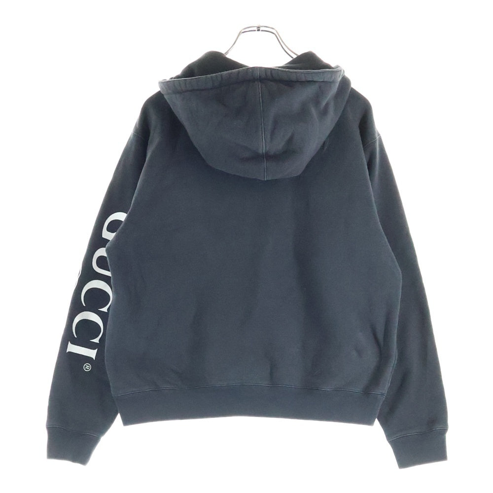 GUCCI(グッチ) 20AW GGロゴ アームライン ハーフジップ プルオーバー スウェットパーカー フーディ ブラック 627079 XJCOH