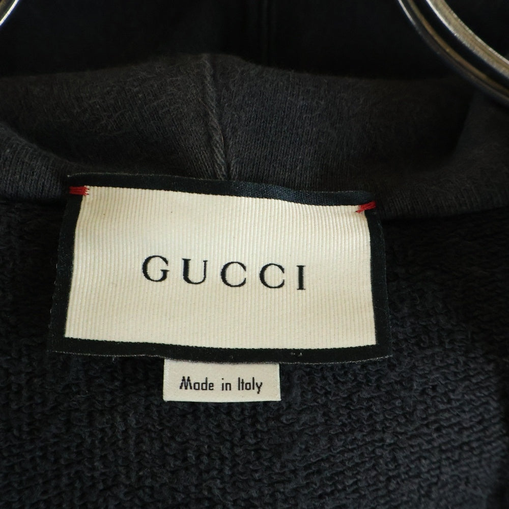GUCCI(グッチ) 20AW GGロゴ アームライン ハーフジップ プルオーバー スウェットパーカー フーディ ブラック 627079 XJCOH