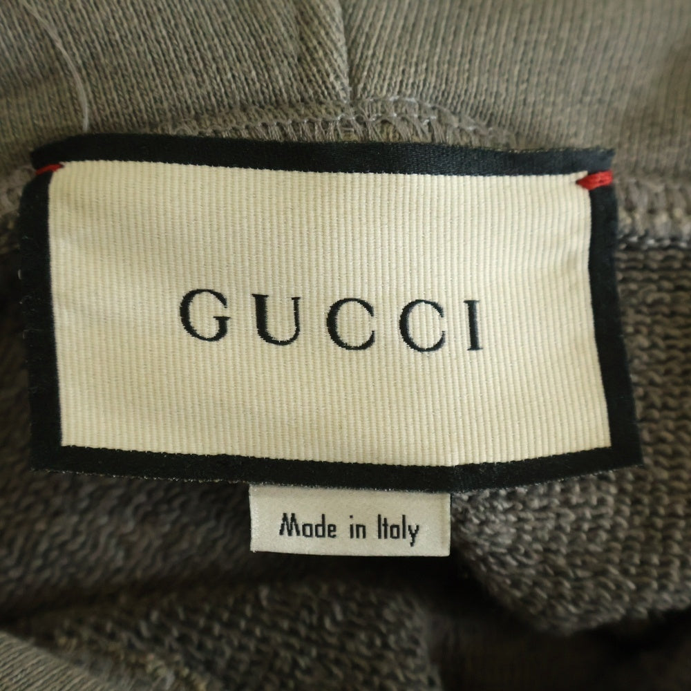 GUCCI(グッチ) 21AW コットンジャージー フーデッドスウェットシャツ サイドロゴパーカー グレー 596230 XJBUW