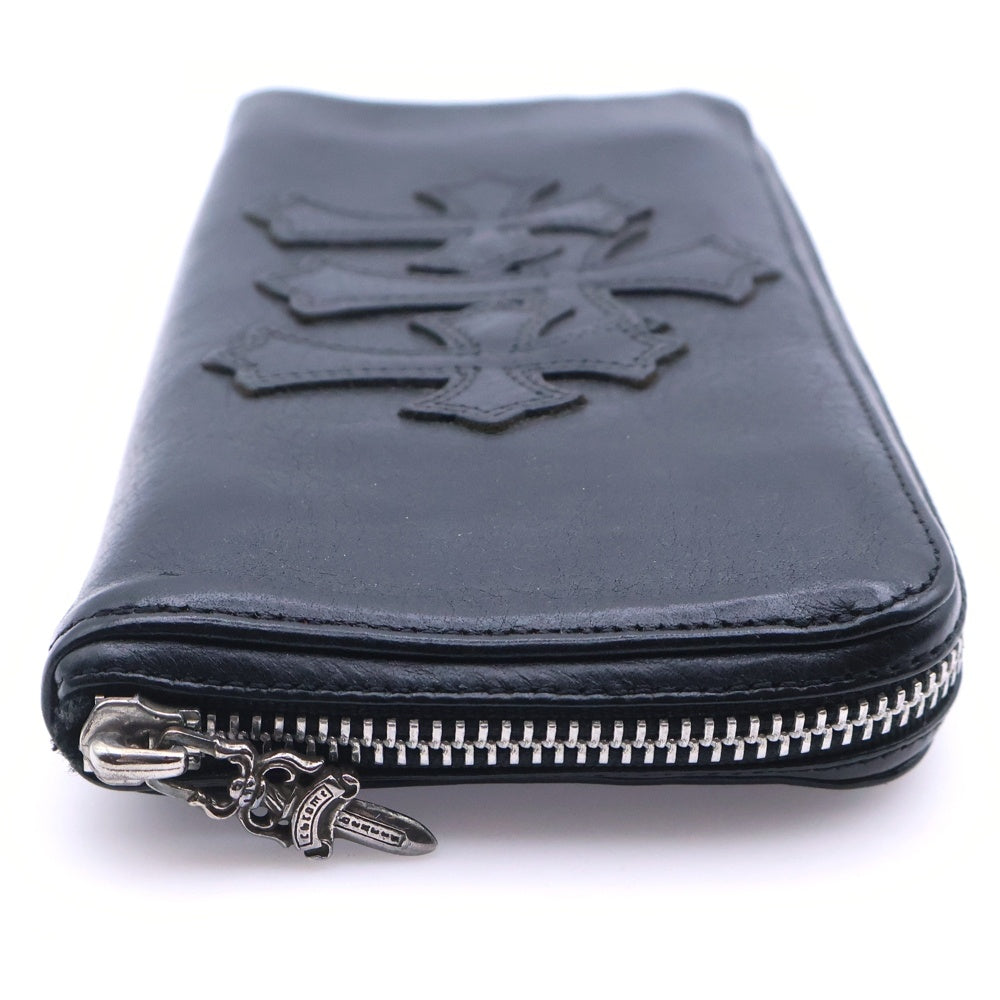 CHROME HEARTS(クロムハーツ) REC F ZIP 3セメタリー クロスパッチ ラウンドファスナーウォレット 長財布 ブラック BCA368