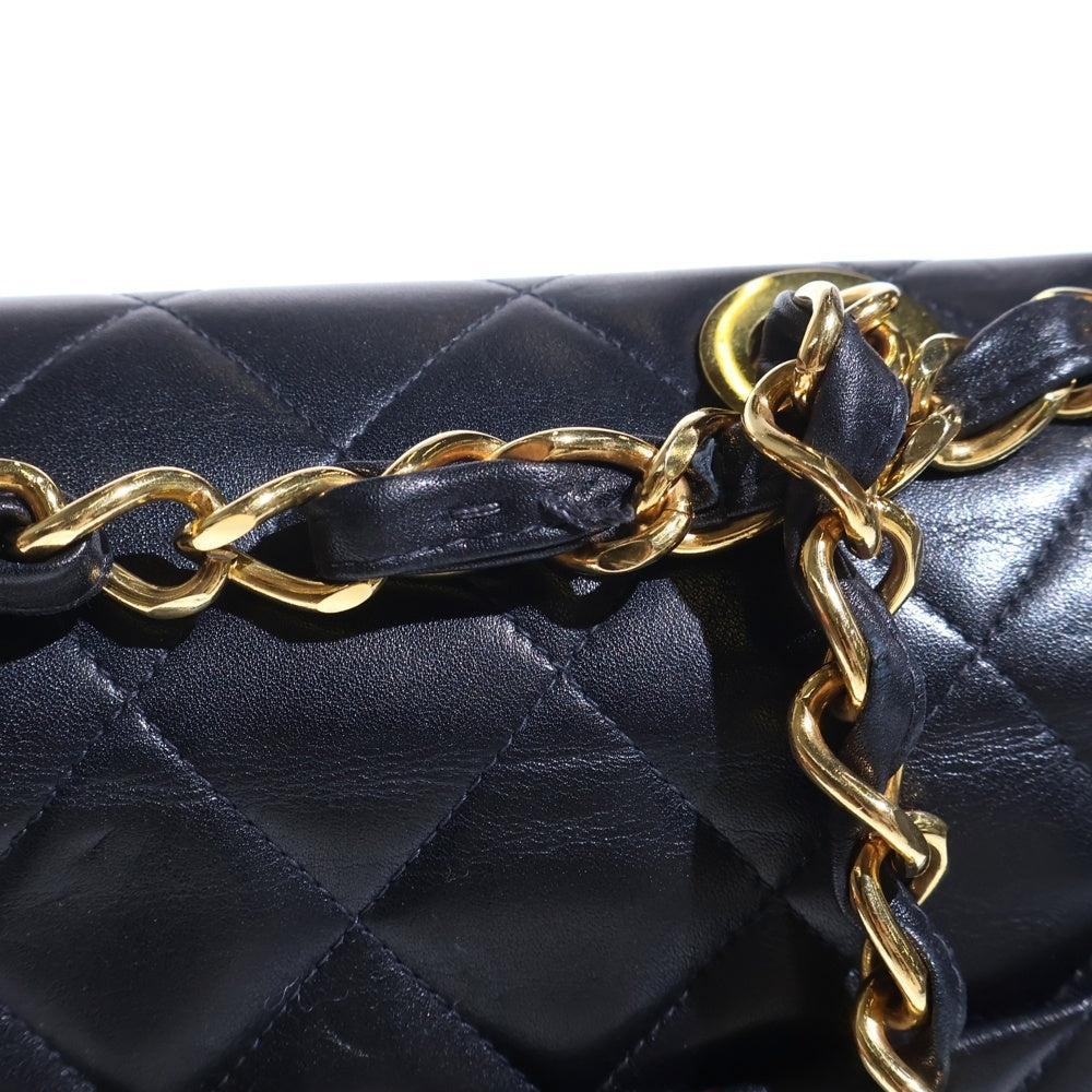 CHANEL(シャネル) デカマトラッセ34 Sフラップ ラムスキン チェーンショルダーバッグ ゴールド金具 ブラック レディース