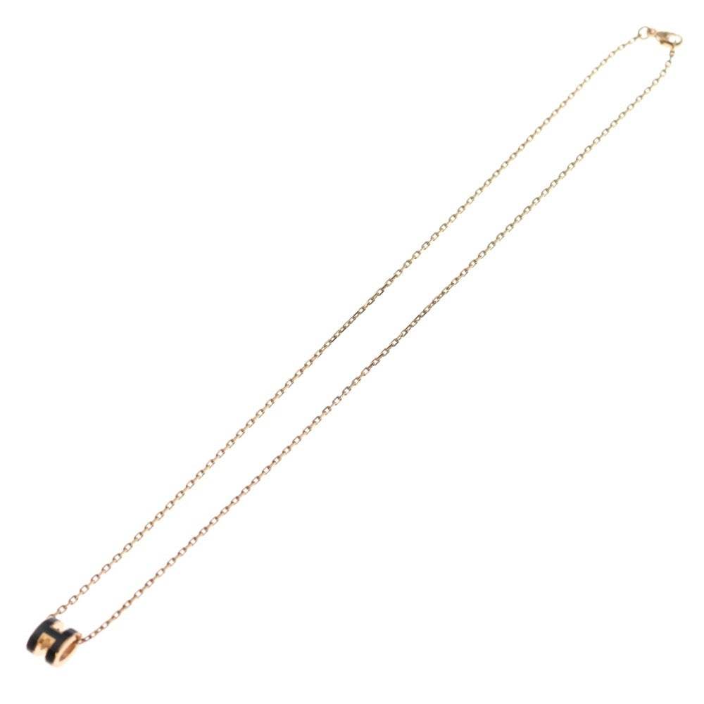 HERMES(エルメス) ミニポップH ネックレス ピンクゴールド×ブラック GP ペンダント レディース