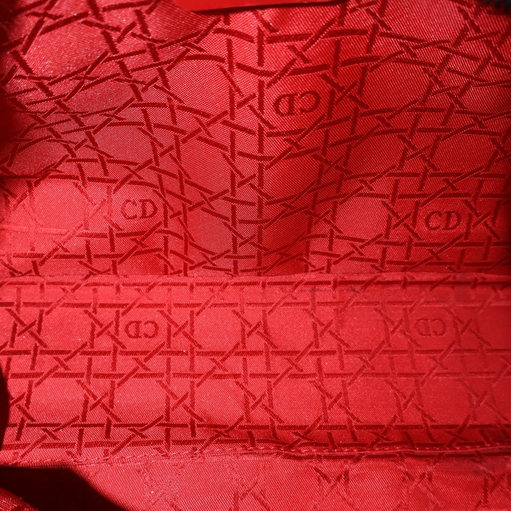 Christian Dior(クリスチャンディオール) レディディオール ミディアム ハンドバッグ トートバッグ ブラック コットン シルバー金具 レディース