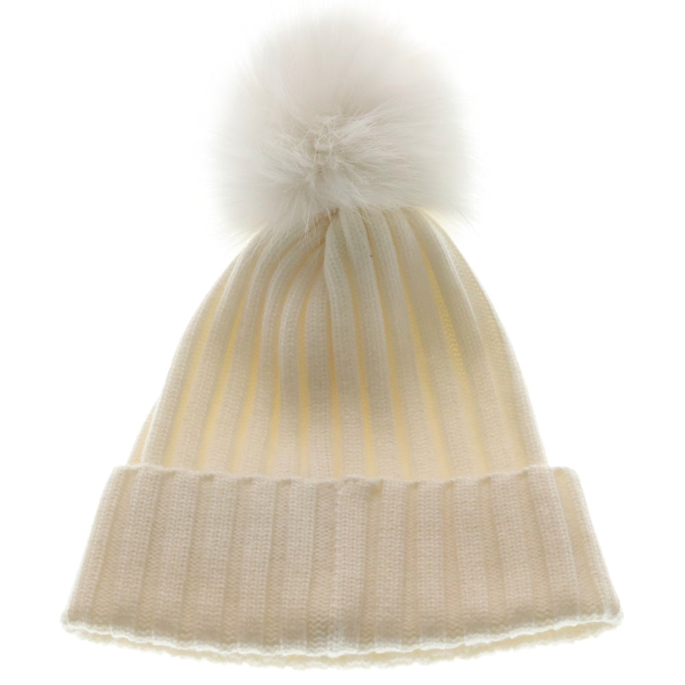 MONCLER(モンクレール) 25AW ニット ビーニー ウール フォックス 帽子 ホワイト K20933B00064 M1131 レディース
