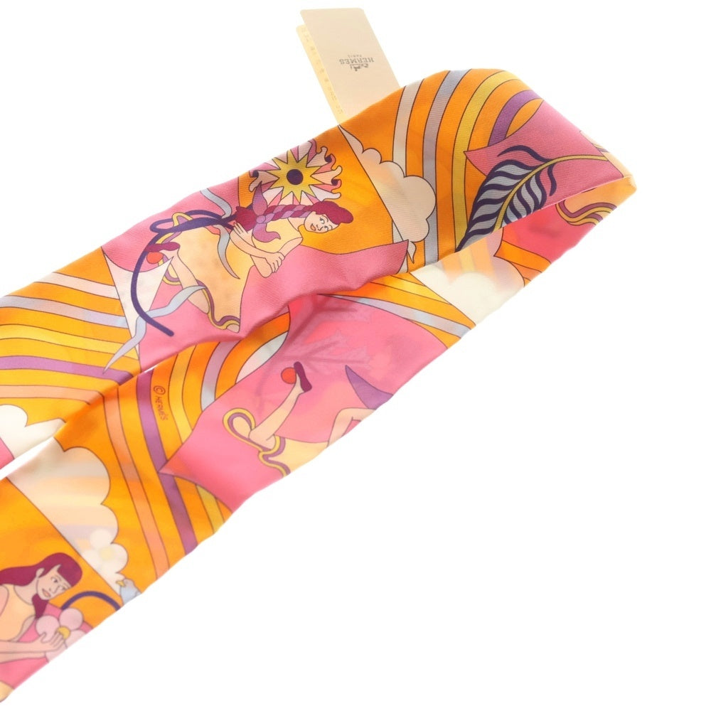 HERMES(エルメス) ツイリー カレ・ヴォラン 空飛ぶカレ シルクスカーフ オレンジ レディース
