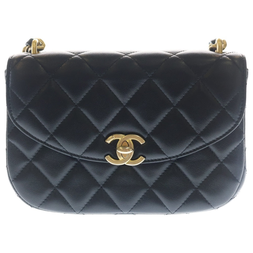 CHANEL(シャネル) マトラッセ チェーンショルダーバッグ ミニバッグ ブラック ラム ゴールド金具 レディース