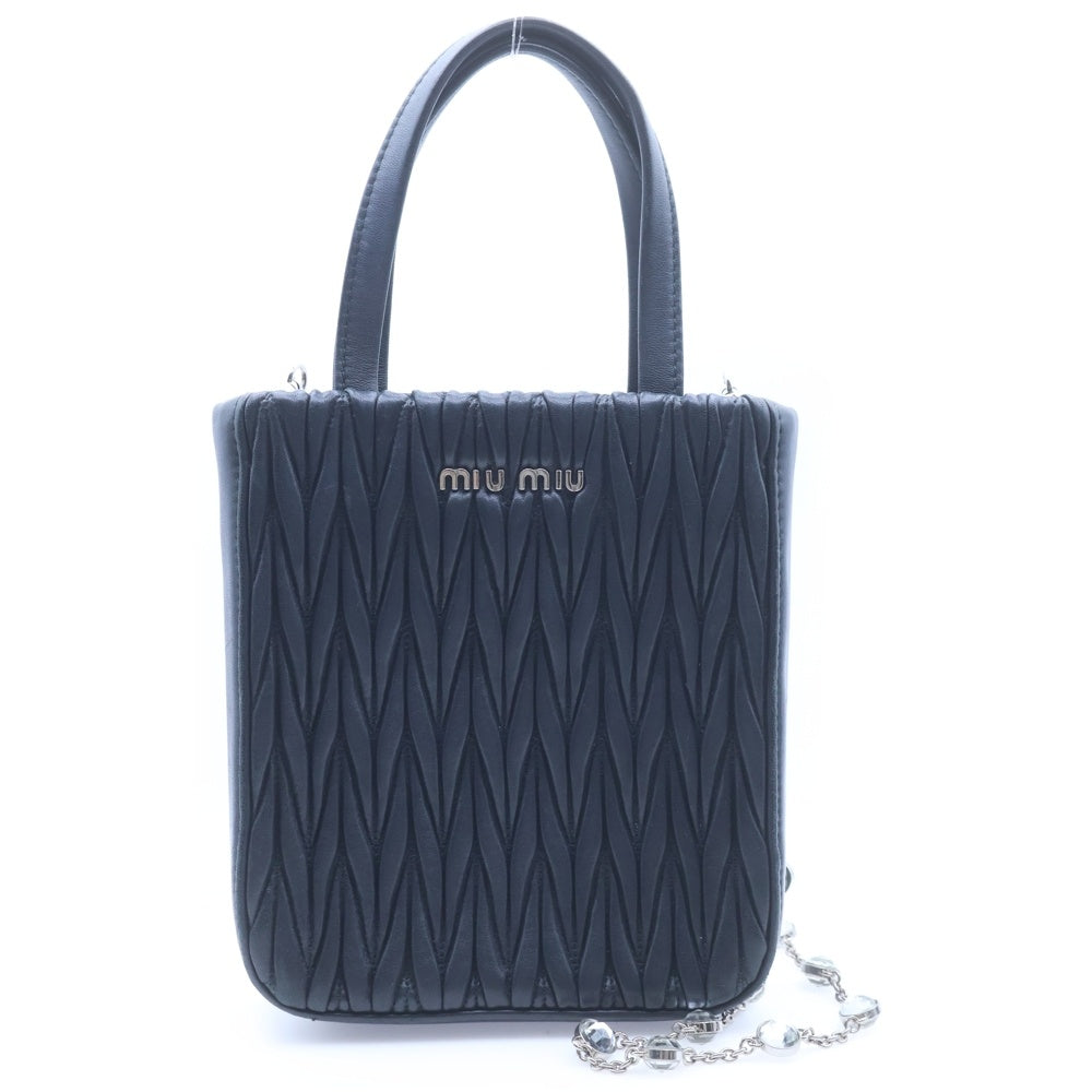 miumiu(ミュウミュウ) マテラッセ 2WAYバッグ ショルダーバッグ チェーンバッグ ミニバッグ ブラック レザー 5BA220 シルバー金具 レディース