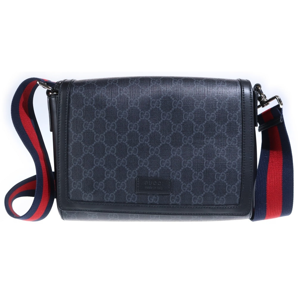 GUCCI(グッチ) GGスプリーム クロスボディ メッセンジャーバッグ ブラック PVCレザー 771167