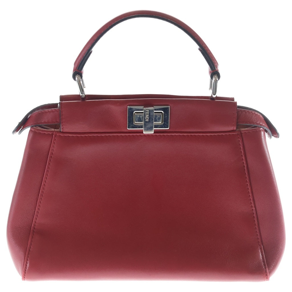 FENDI(フェンディ) ピーカブー ミニ モンスター 2WAYバッグ ハンドバッグ ショルダーバッグ ミニバッグ レッド レザー 8BN244 シルバー金具 レディース
