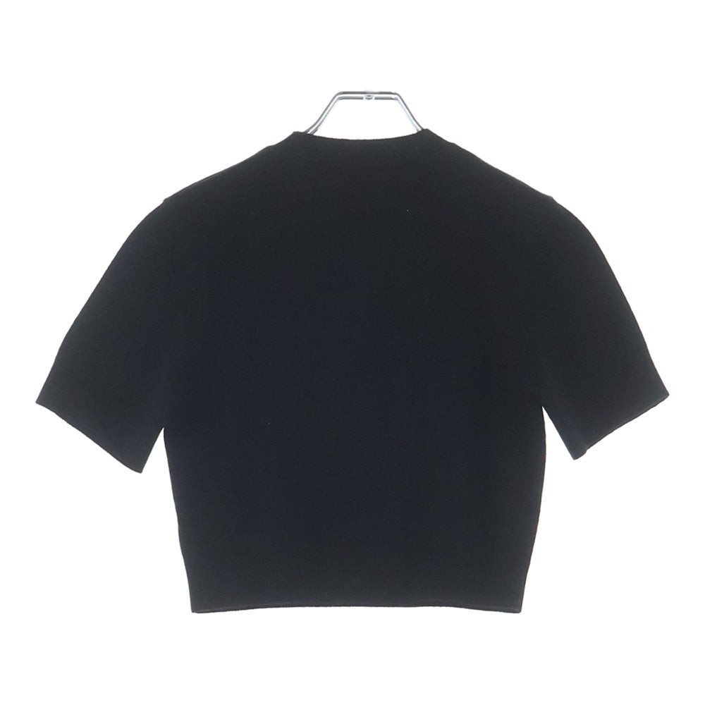 PATOU(パトゥー) 25SS ロゴジャガード クルーネック 半袖ニット セーター ブラック レディース 25S-KN222-8045