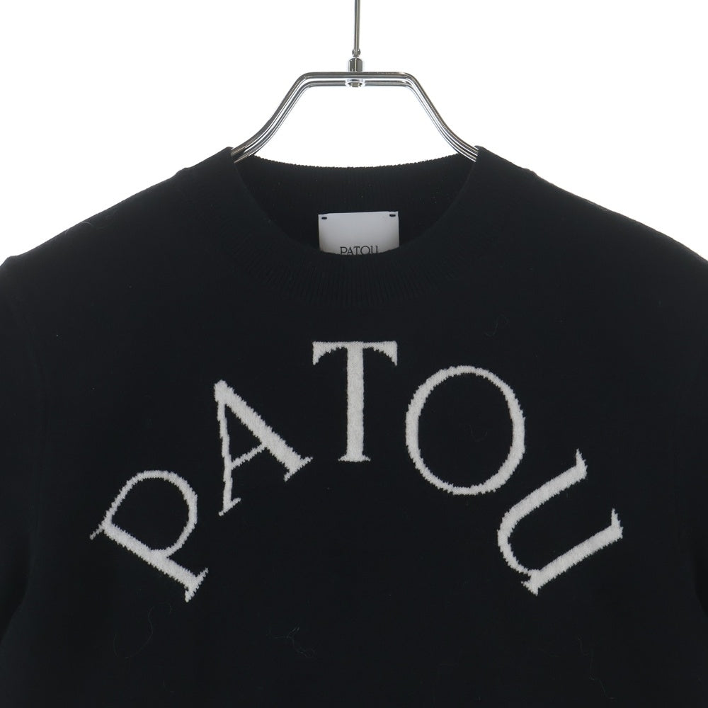 PATOU(パトゥー) 25SS ロゴジャガード クルーネック 半袖ニット セーター ブラック レディース 25S-KN222-8045