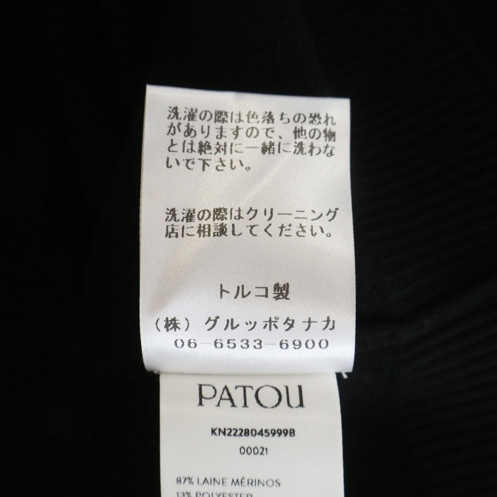 PATOU(パトゥー) 25SS ロゴジャガード クルーネック 半袖ニット セーター ブラック レディース 25S-KN222-8045