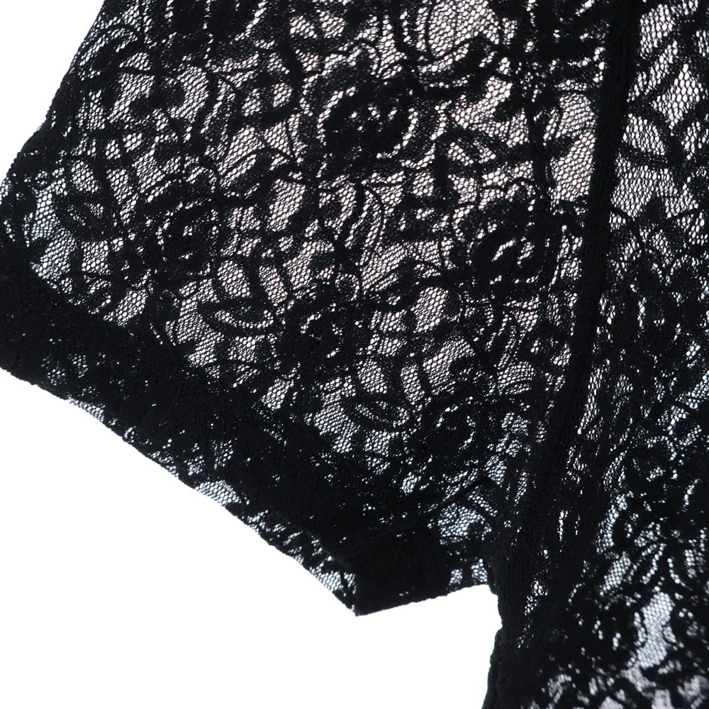 PATOU(パトゥー) 26SS ナイロン レース総柄 クルーネック 半袖Tシャツ カットソー ブラック レディース 26S-JE238-9965
