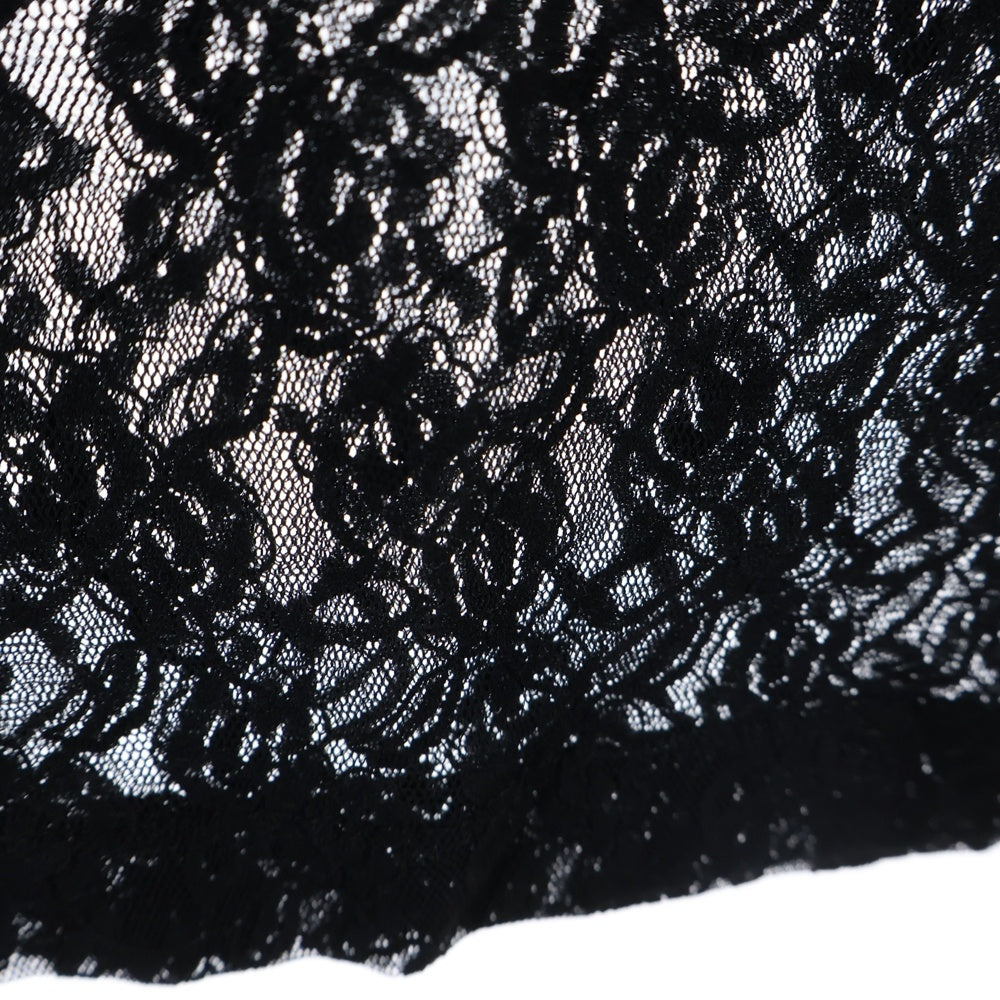 PATOU(パトゥー) 26SS ナイロン レース総柄 クルーネック 半袖Tシャツ カットソー ブラック レディース 26S-JE238-9965
