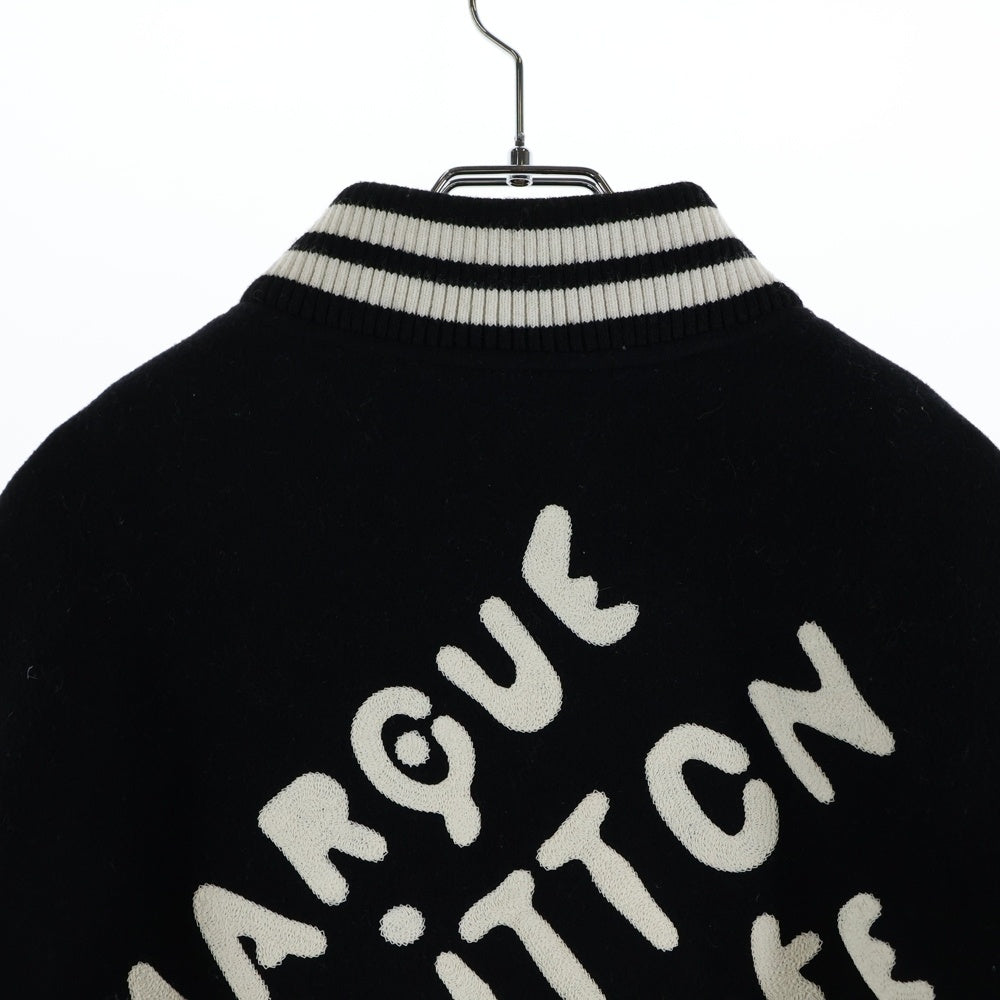 LOUIS VUITTON(ルイヴィトン) 24SS ファレル バーシティ アームレザー スタジャン ジャケット ウール ブラック#52 RM241 BQV HQL70E