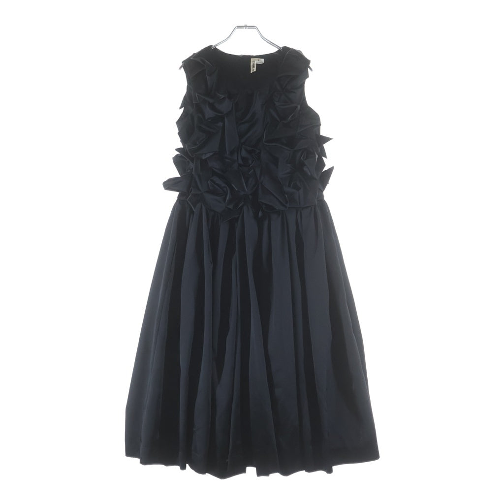 COMME des GARCONS(コムデギャルソン) 25AW AD2025 エステルサテン ノースリーブ フリル ロング ワンピース ブラック レディース GP-O13