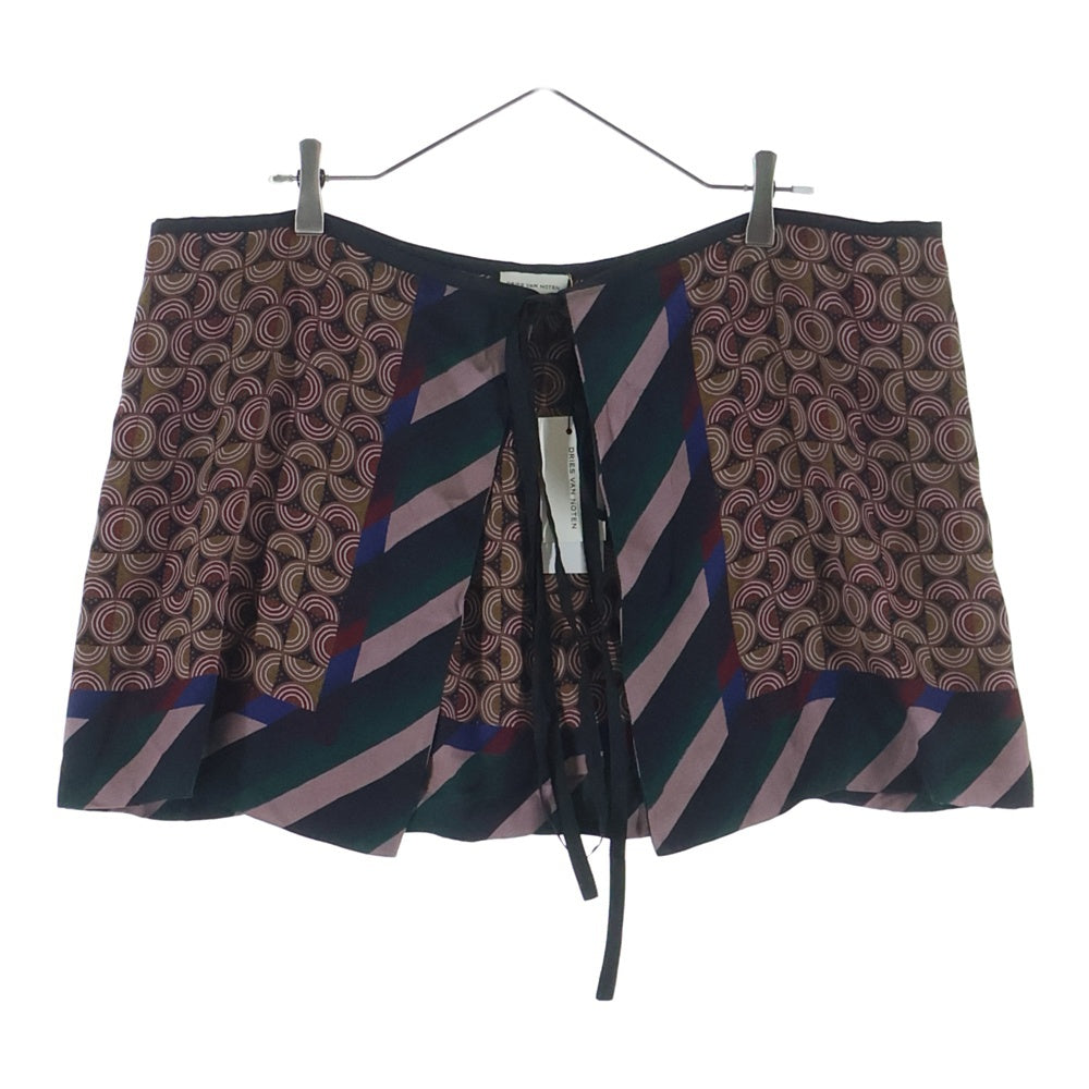DRIES VAN NOTEN(ドリスヴァンノッテン) 総柄プリント シルク ラップ ミニスカート ブラウン レディース 855.010605-2212-977