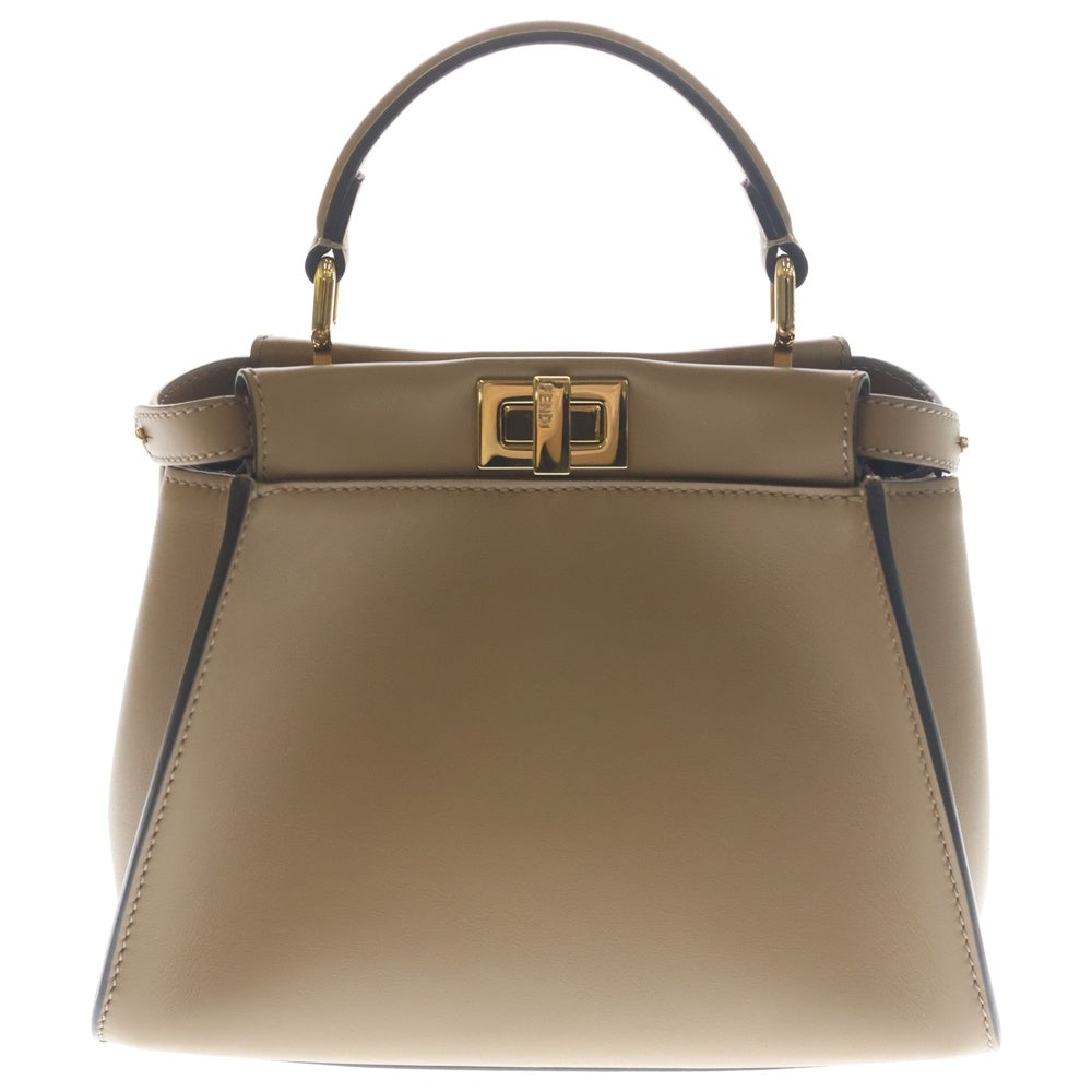 FENDI(フェンディ) ピーカブー ミニ 2WAYバッグ ハンドバッグ ショルダーバッグ ベージュ カーフレザー 8BN244 ゴールド金具 レディース