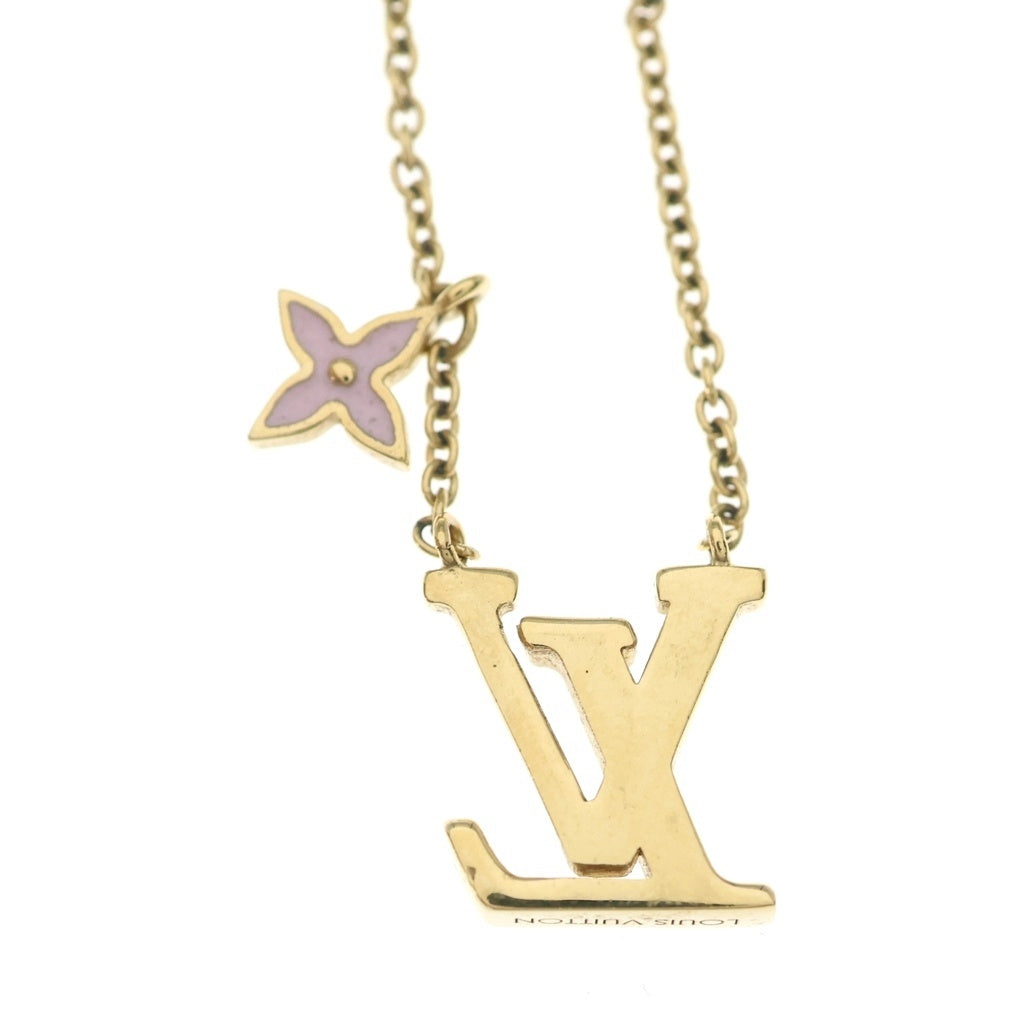 LOUIS VUITTON(ルイヴィトン) コリエ・LV アイコニック ネックレス ペンダント チェーン ゴールド/ピンク エナメル/GP 5.5g M01215 レディース