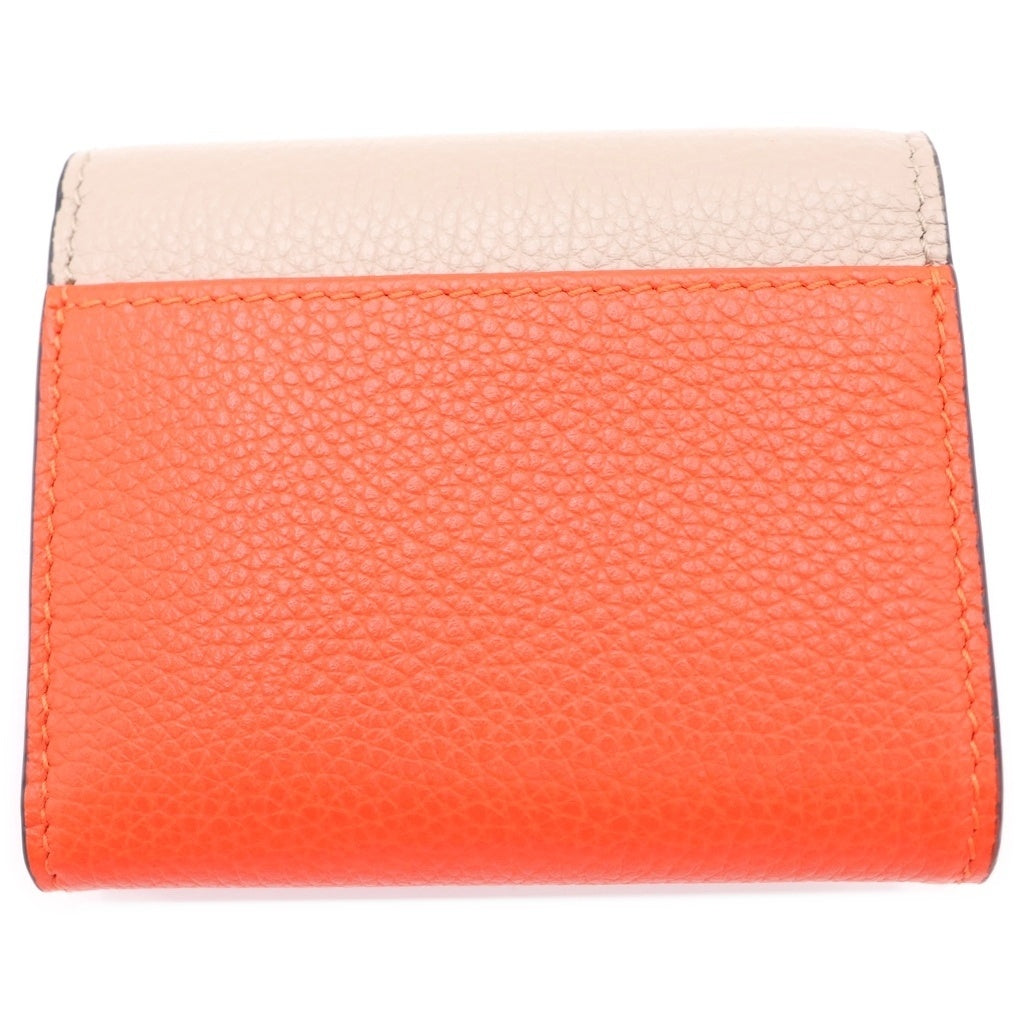 GUCCI(グッチ) ダブルG バイカラー ミニ ウォレット コンパクトウォレット ベージュ×オレンジ レザー 837957 ゴールド金具 レディース