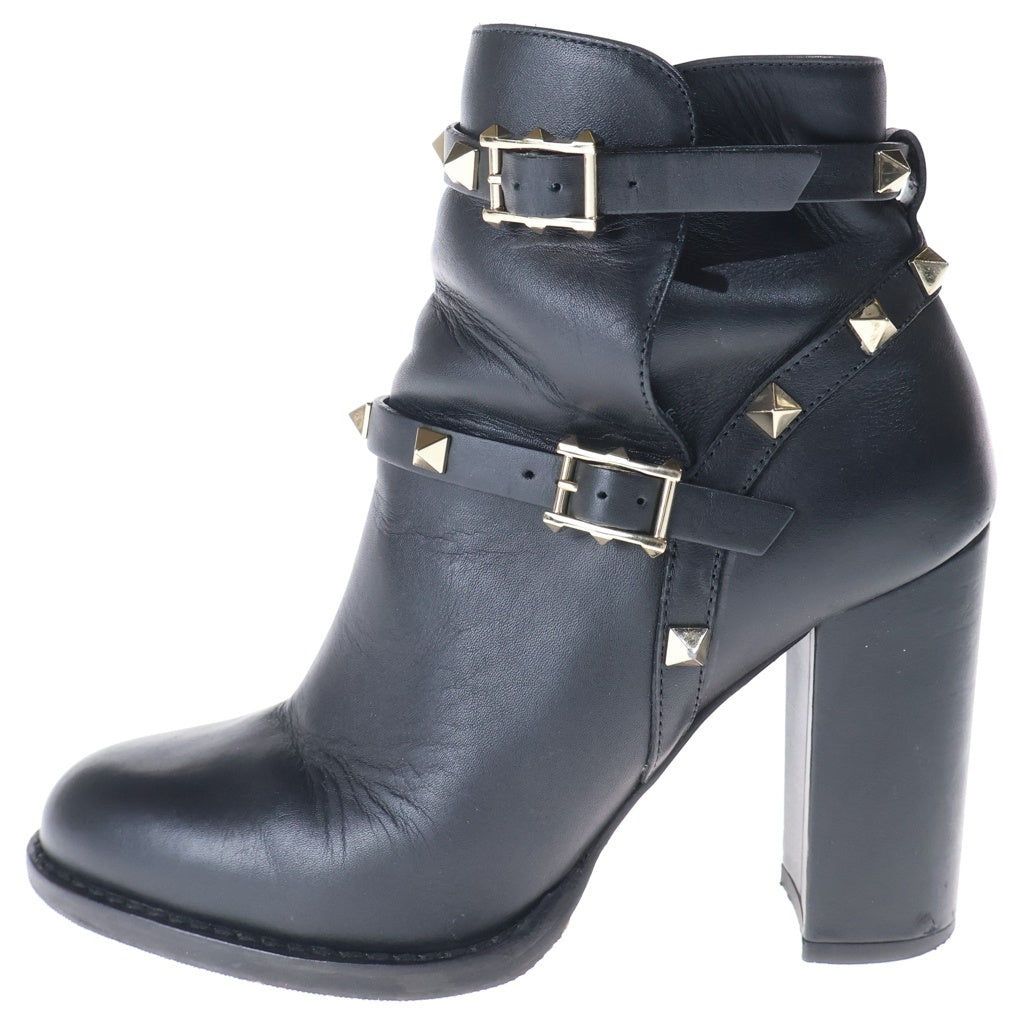 VALENTINO(ヴァレンティノ) ロックスタッズ ストラップ ショートブーツ シューズ ブラック レディース