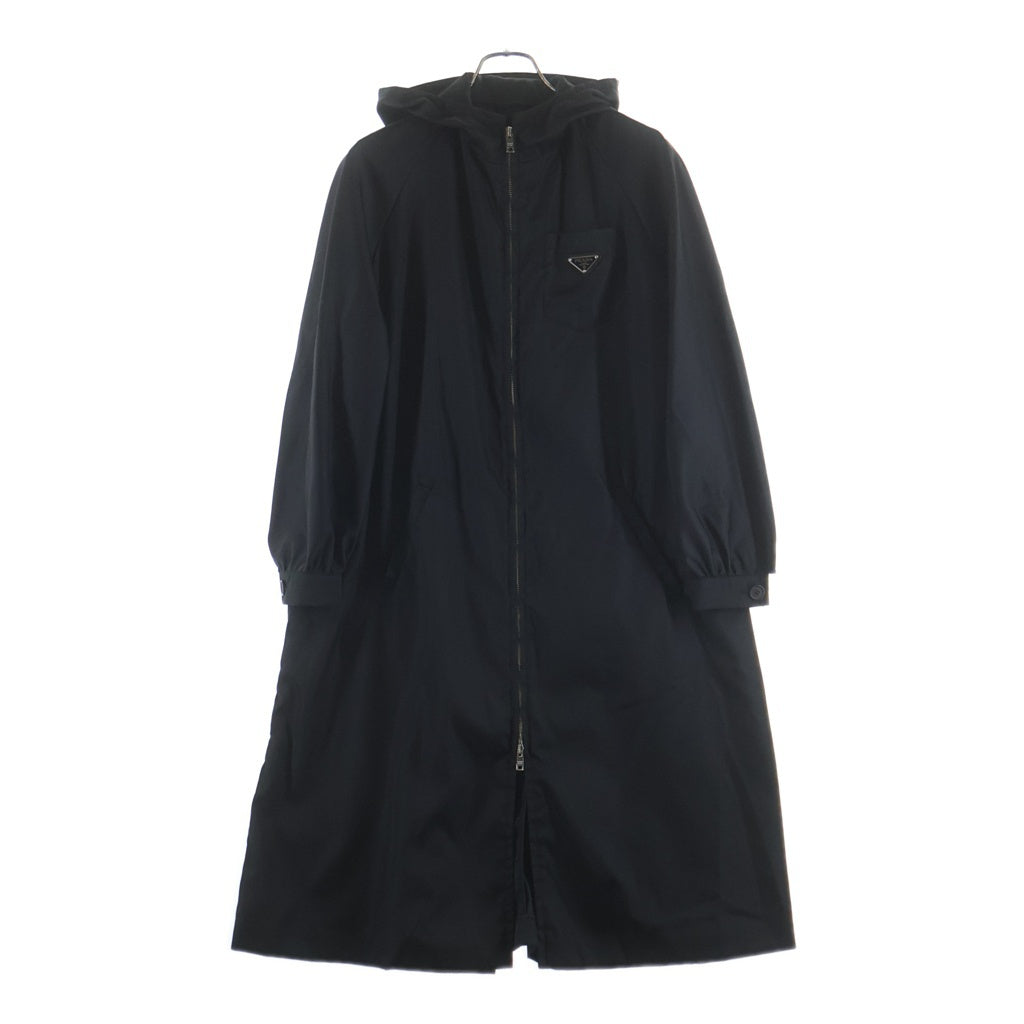 PRADA(プラダ) Re-Nylon リナイロン トライアングルロゴプレート ジップアップ コート ブラック レディース