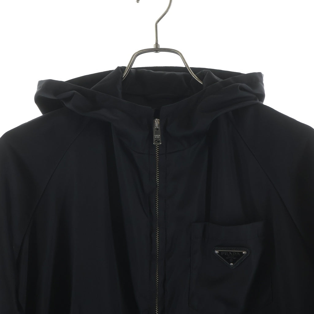 PRADA(プラダ) Re-Nylon リナイロン トライアングルロゴプレート ジップアップ コート ブラック レディース