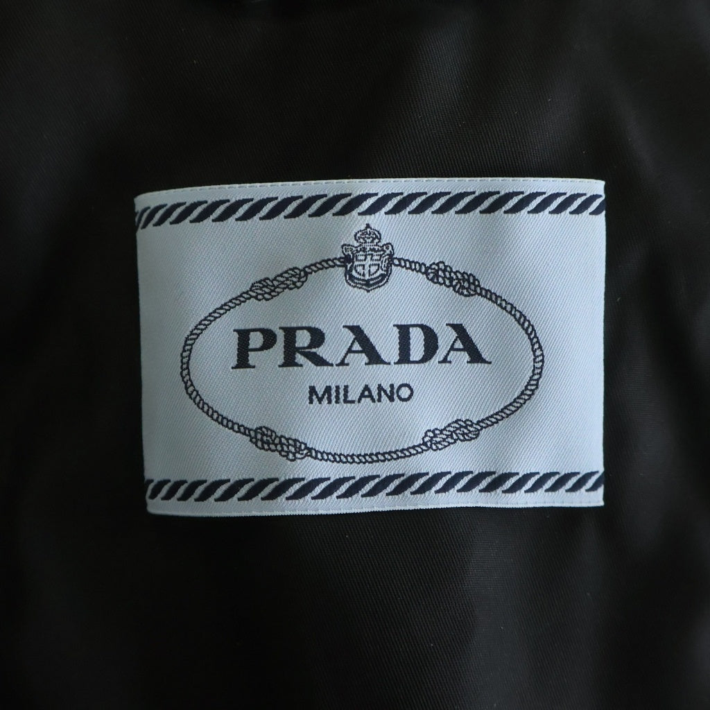 PRADA(プラダ) Re-Nylon リナイロン トライアングルロゴプレート ジップアップ コート ブラック レディース
