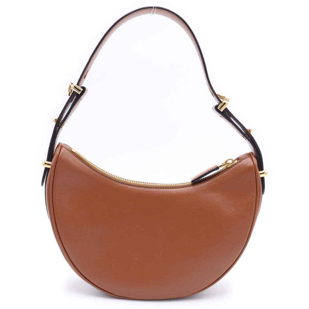 PRADA(プラダ) アーケ ワンハンドルショルダーバッグ ハンドバッグ ブラウンコニャック レザー×ナイロン 1BC194 ゴールド金具 レディース