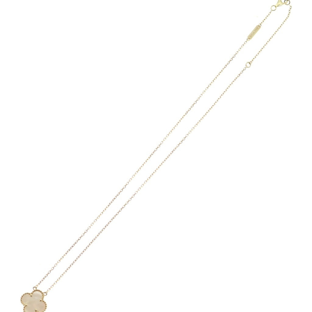 Van Cleef & Arpels(ヴァンクリーフアンドアーペル) アルハンブラ マザーオブパール ネックレス ペンダント チェーン ゴールド×ホワイト Au750YG レディース