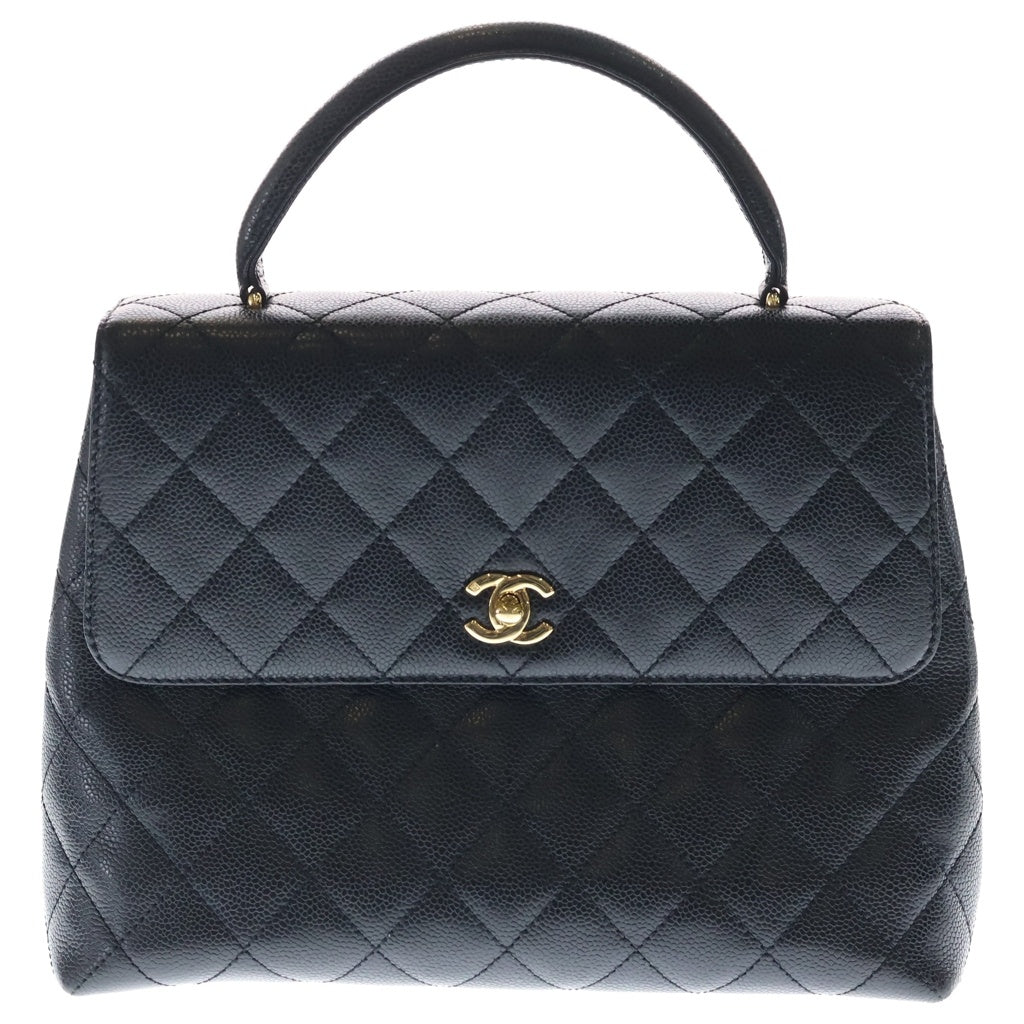 CHANEL(シャネル) マトラッセ トップハンドル30 ハンドバッグ ブラック キャビアスキン A12397 ゴールド金具 レディース