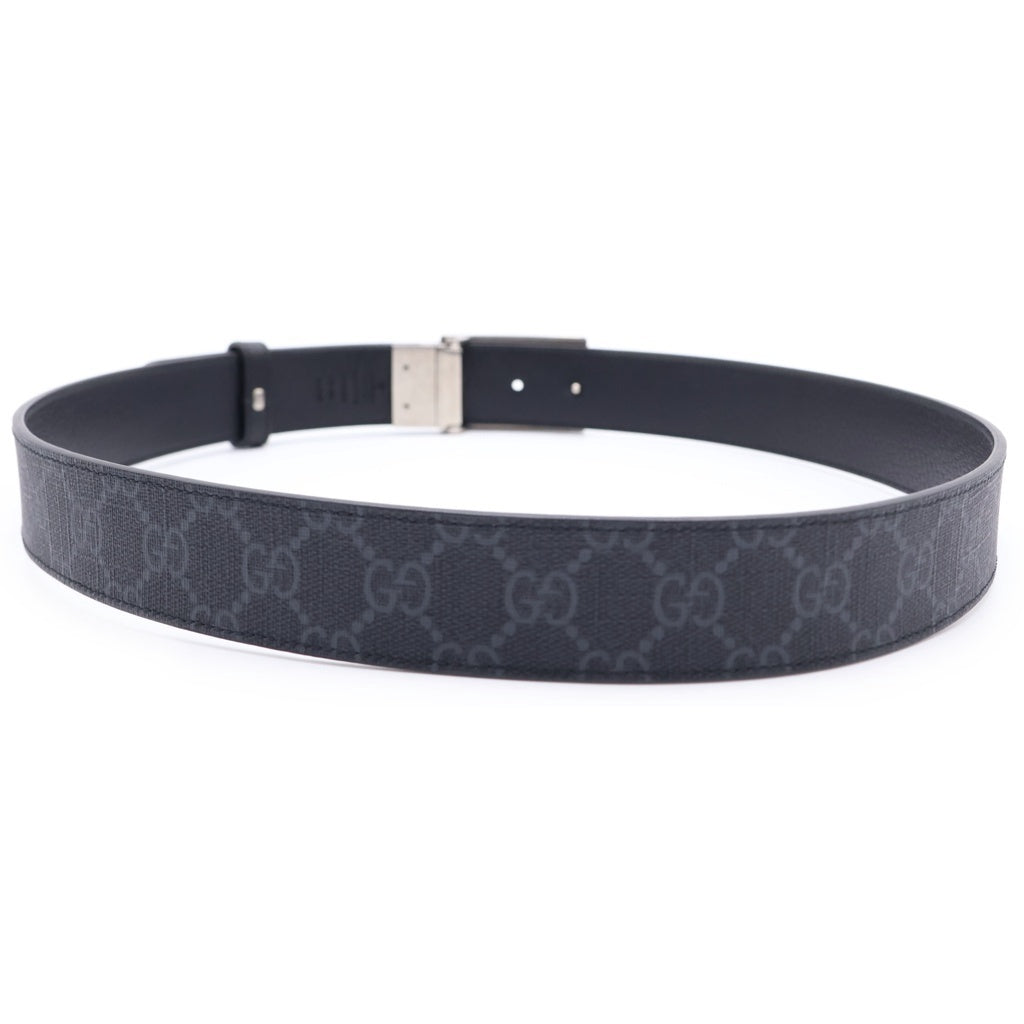 GUCCI(グッチ) スクエアG リバーシブルレザーベルト ブラック シルバー金具
